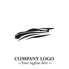 Car Running Fast Logo Symbol in Black on the White Background with Dynamic Speed Design