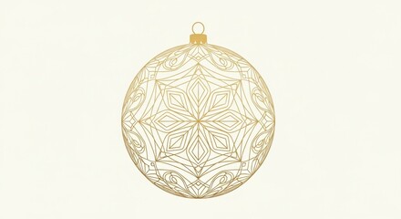Fototapeta premium Elegant Golden Christmas Bauble with an Intricate Symmetrical Snowflake Filigree Pattern.