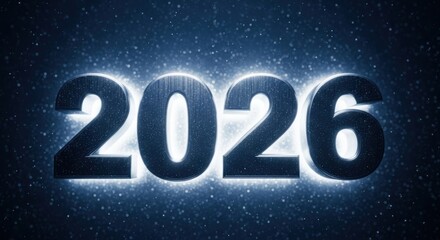 Glowing 2026 text with ethereal light and atmospheric sparkle effect