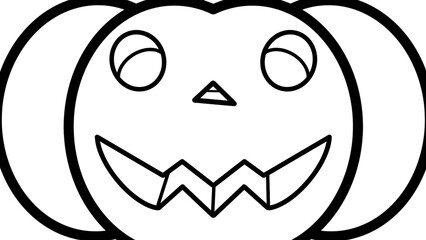 Cute Cartoon A Big Halloween Pumpkin Face Lantern Outline On Transparent Background. PNG Image, Coloring Picture, Digital Art, Procreate Pocket