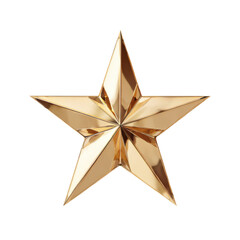 Obraz premium Shiny golden five-pointed star ornament with metallic surface, symbolizing Christmas decoration, holiday celebration, and elegant festive design element