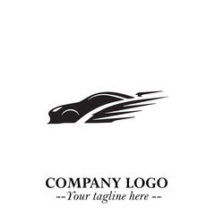 Car Running Fast Logo Symbol in Black on the White Background with Dynamic Speed Design
