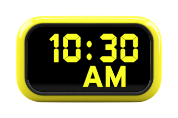 Digital clock show time 10:30 AM isolated on transparent background