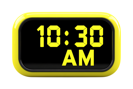Digital clock show time 10:30 AM isolated on transparent background
