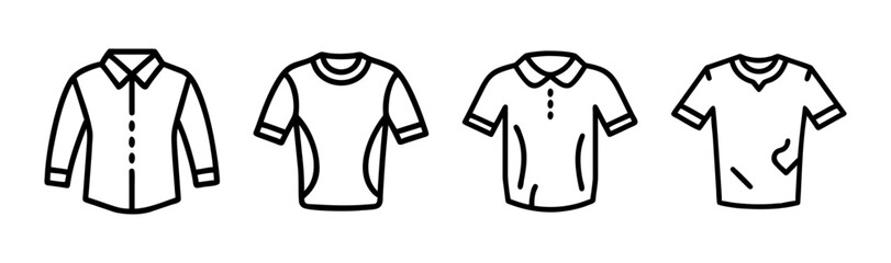 Collection of four shirts including a button-up long-sleeve and short-sleeve t-shirts