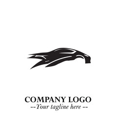 Car Running Fast Logo Symbol in Black on the White Background with Dynamic Speed Design