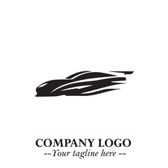 Car Running Fast Logo Symbol in Black on the White Background with Dynamic Speed Design