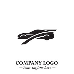 Car Running Fast Logo Symbol in Black on the White Background with Dynamic Speed Design