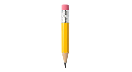 Yellow pencil with eraser isolated on white background a simple writing tool for school and office use