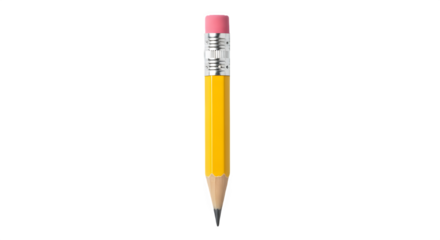 Yellow pencil with eraser isolated on white background a simple writing tool for school and office use