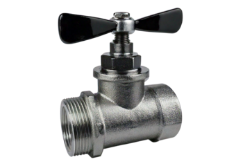Household stainless steel check valve with black handles isolated on transparent or white background