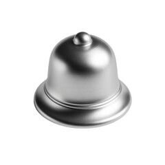 Metallic silver bell with smooth dome top and flared base in minimalist 3D render
