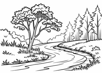 hand drawn landscape vector illustration