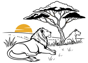 hand drawn landscape vector illustration