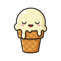 Cute Ice Cream Cone Cartoon Illustration for Sweet Treat Fun and Delight