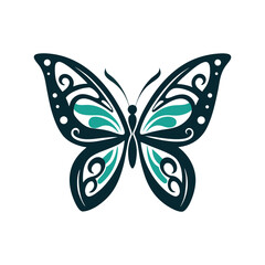 Elegant Butterfly Silhouette with Intricate Wing Design