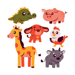 Naklejka premium Cute Animal Illustration Collection