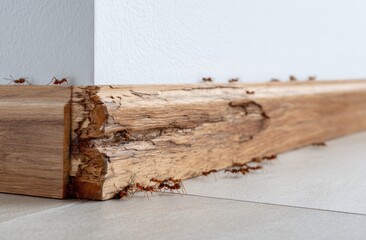 Close-up of a weathered wooden beam with rough texture and natural grain