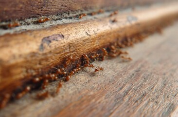 Close-up of a weathered wooden with peeling paint and textured details