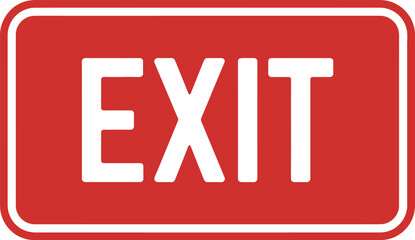 Red Exit Sign with White Text Indicating an Emergency Exit Route