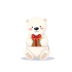 Obraz premium Polar Bear with Gift