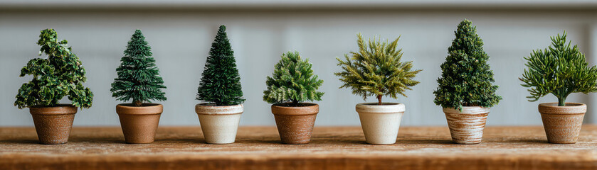 Miniature plant pots with eco friendly Christmas decoration style create natural festive atmosphere with green foliage and rustic charm