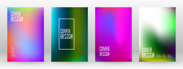 Fototapeta premium Pastel Soft. Rainbow Gradient Set. Color Background. Pink, Green, Red, Blue, Violet, Yellow Blurred Mesh. Vector Modern Banner. Abstract Bright Wallpaper. Technology Cover. Mobile Template Design.