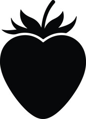 Silhouette vector of a ripe strawberry fruit Illustrator