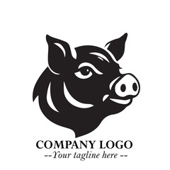 Head of Pig Logo Symbol in Black on the White Background with Simple Modern Animal Design