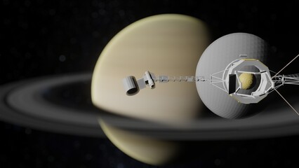 Space Probe Approaching Planet Saturn 4K © Beyond Astronomy