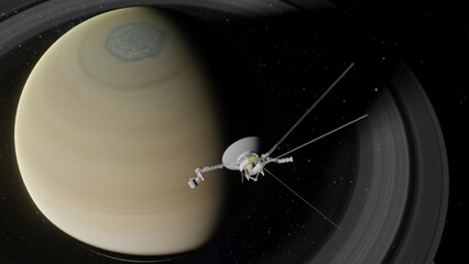 Space Probe Approaching Planet Saturn 4K © Beyond Astronomy
