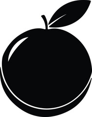 Silhouette vector of fresh orange fruit with leaf Illustrator