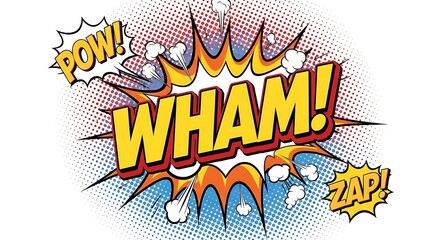 Comic Book Style WHAM POW ZAP Sound Effects Explosion.