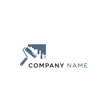 Painting service company logo with a paint roller and stroke.