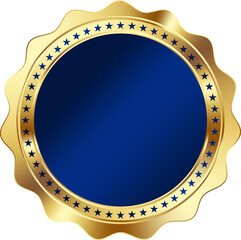 Elegant Blue and Gold Medal Badge Illustration