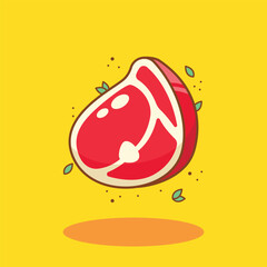 Fresh Steak Meat Cute Food Illustration