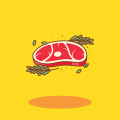 Fresh Steak Meat Cute Food Illustration