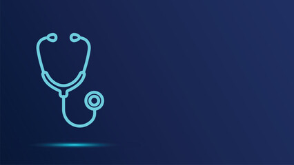 Futuristic Glowing Neon Cyan Stethoscope Icon Symbolizing Digital Healthcare Technology, Telemedicine Diagnostics, and Abstract Medical Services Background