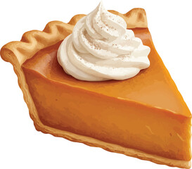 Delightful slice of pumpkin pie with whipped cream