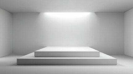 Fototapeta premium Exclusive photo of empty stage with podium and spotlight in a white room.