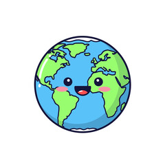 Adorable Cartoon Earth Globe with a Happy Smiling Face, Symbolizing Environmental Joy