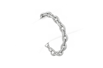 Broken silver metal chain representing freedom, breaking barriers, overcoming addiction, and liberation on transparent background