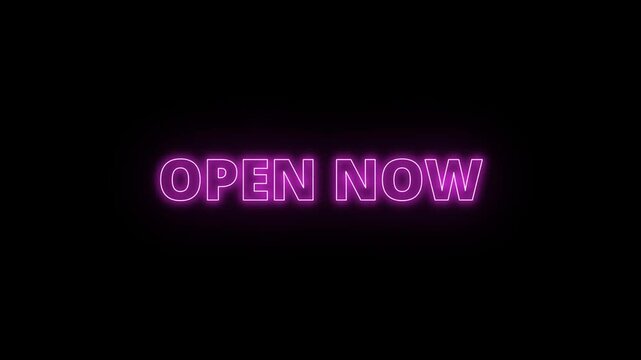 glowing neon open now sign