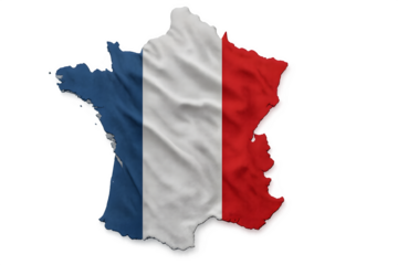 France Map with National Flag Texture — Realistic 3D Country Illustration