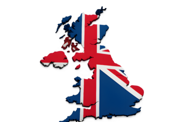 United Kingdom Map with National Flag — 3D Realistic Country Design