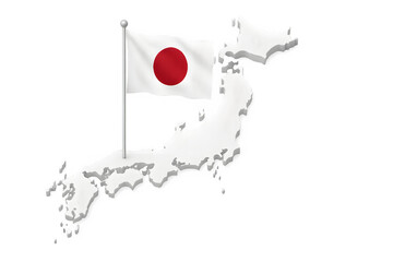 Japan Map with National Flag — 3D Realistic Asian Country Shape