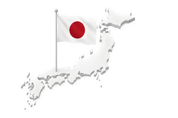Japan Map with National Flag — 3D Realistic Asian Country Shape