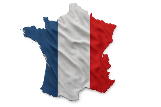 France Map with National Flag Texture — Realistic 3D Country Illustration - Powered by Adobe