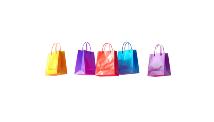 Colorful shopping paper bags on white background