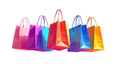 Colorful shopping paper bags on white background